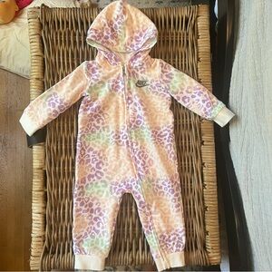 NIKE Baby 12M Full Zip Color Leopard Print Jumpsuit